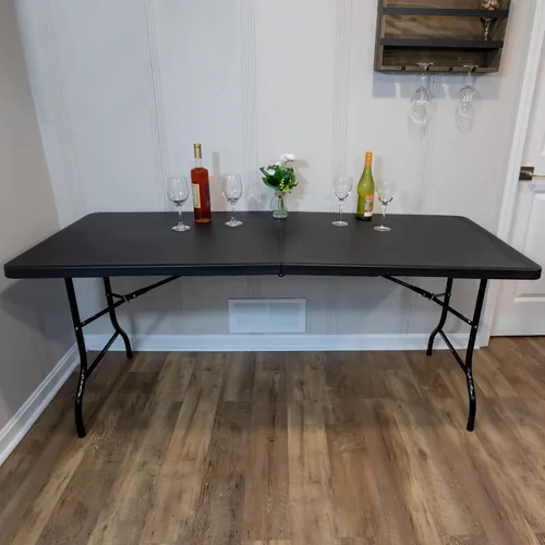Miniatura 14 de Lavish Home Mesas plegables portátiles – Escritorio plegable portátil ligero – Mesa de plástico de 6 pies de largo para camping, jugar a las cartas