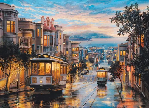 Miniatura 2 de EuroGraphics Rompecabezas de 1000 piezas de San Francisco Teleférico Heaven de Eugene Lushpin