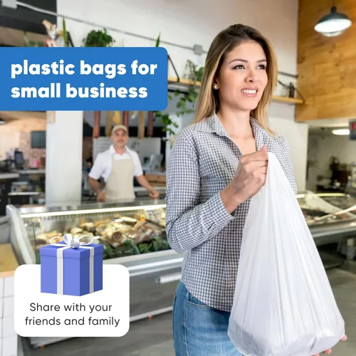 Miniatura 2 de Bolsas de plástico LimonLaviu - paquete de 300 (espesor de 25 micras) (11.5' x 6.5' x 21') con asas - Bolsas al por mayor para pequeñas empresas