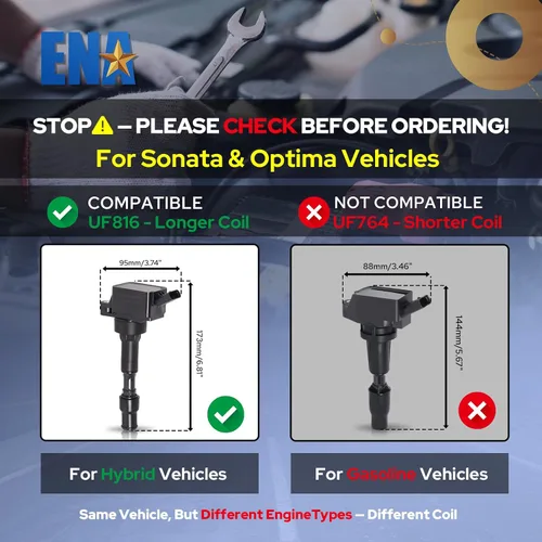Miniatura 2 de ENA Juego de 4 bobinas de encendido 2.0L L4 compatibles con Kia Hyundai Elantra Kona Sonata Veloster Forte Koup Optima Hybrid 2017 2018 2019 2020