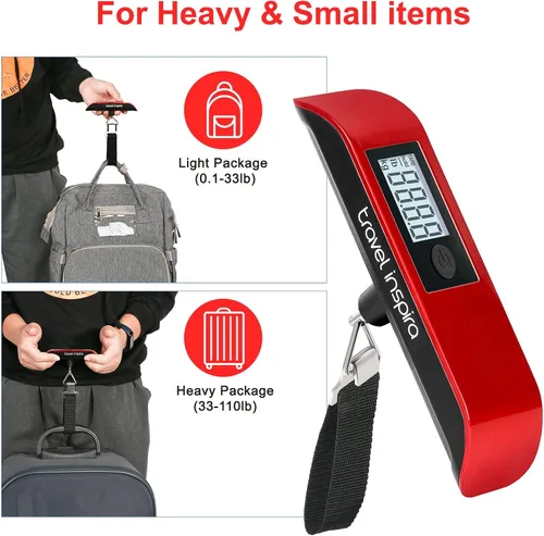 Miniatura 7 de travel inspira Báscula de equipaje, báscula digital de equipaje, báscula de equipaje, 110 libras110.2lbs, batería incluida, Báscula digital