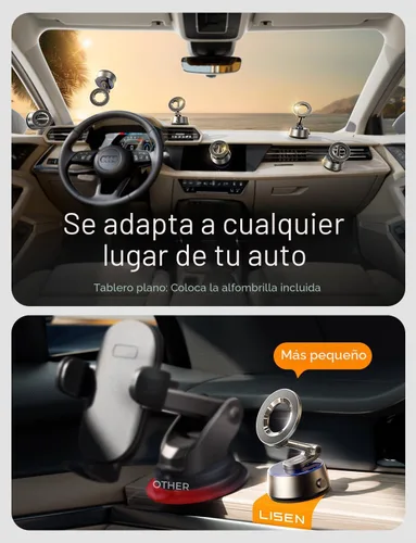 Miniatura 3 de LISEN Soporte de teléfono con succión 2026 Auto Vacuum 3.0, soporte magnético ajustable 360 para tablero de automóvil, accesorios Magsafe