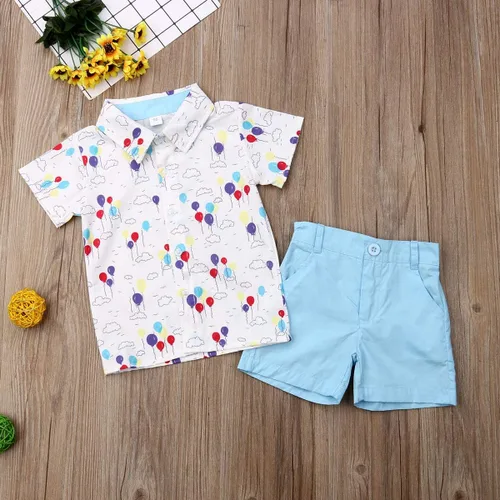 Miniatura 73 de Conjunto de camisa de manga corta con botones y pantalones cortos casuales con diseño de flamingo, para bebés y niños de 1 a 6 años, atuendos
