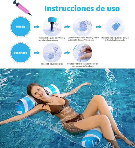 Miniatura 6 de 4 Pack Upgrated XL Water Pool Floats, 4-in-1 (Hammock, Saddle, Lounge Chair, Drifter) Multi-Purpose Water Pool Float, Non-Stick PVC Material.