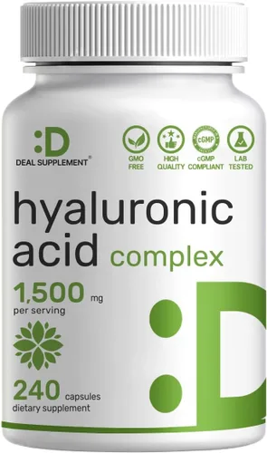DEAL SUPPLEMENT Complejo de ácido hialurónico 1,500 mg - 240 cápsulas, con MSM y vitamina C