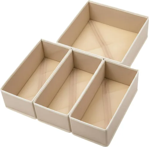 Miniatura 10 de Bructhun - Juego de 4 organizadores de cajones de tela para ropa, ropa interior, calcetines y sujetadores, divisores de tocador de 11 pulgadas