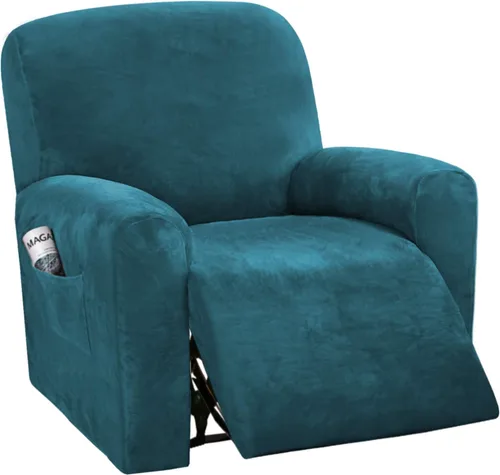 Miniatura 23 de H.VERSAILTEX Fundas elásticas de terciopelo para sillón reclinable, fundas para silla reclinable estilo de 4 piezas, funda para sillón reclinable