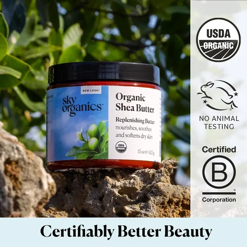 Miniatura 7 de Manteca de karité ecológica por Sky Organics, sin refinar, 100% pura manteca de cacao prima, 16 onzas, nutritiva para piel, hidratante de curación