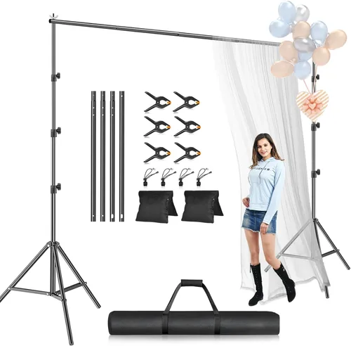 Miniatura 12 de Kit de soporte para telón de fondo EMART, marco ajustable de 8.5 x 10 pies para fotografía, soporte de fondo para pancarta de sesión de fotos