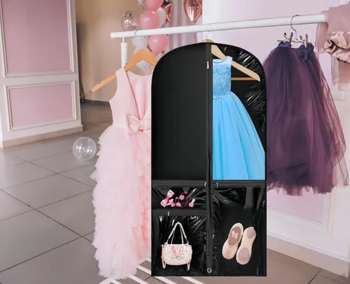 Miniatura 6 de Bolsa de ropa transparente para disfraz de baile, bolsa de ropa de 39 pulgadas para competiciones de baile, funda de ropa colgante para niños