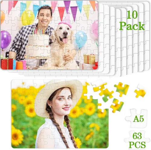 Miniatura 6 de Sumind 1 juego de rompecabezas de sublimación en blanco rectangular para hacer tu propio corazón blanco en forma de corazón, rompecabezas