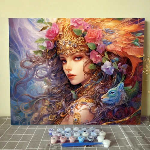 Miniatura 11 de Tucocoo Kit de pintura por números de flores para mujer, con pinceles y pigmento acrílico sobre lienzo para adultos, proyecto de manualidades