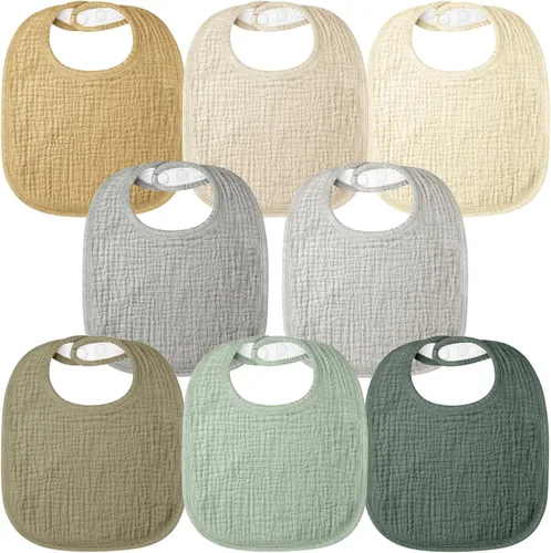 Miniatura 11 de Bearmoss Baberos para babeo y dentición, baberos de muselina 100% algodón para bebé niño y niña, ajustables, ultra absorbentes, paquete de 8 Iceberg