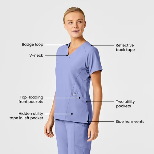 Miniatura 2 de WonderWink Top estilizado con cuello en V para mujer