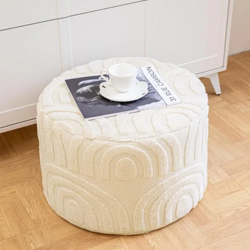 Miniatura 6 de Asuprui Reposapiés Otomano de Tela de Felpa – Puf de Espuma Suave de 20"x14" con Funda Extraíble Perfecto para Sala de Estar, Dormitorio y Lino