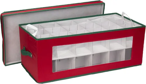 Miniatura 9 de Household Essentials Caja de almacenamiento para adornos, 36 piezas con divisores, resistente y apilable con asas y ventana de plástico