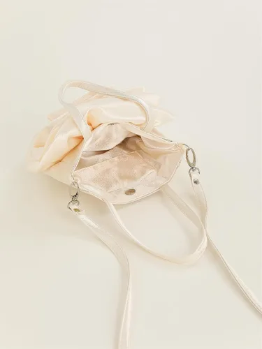 Miniatura 4 de Bolso de noche para mujer, formal, de satén, rosa, floral, con pétalos, boda, graduación, fiesta, bolsa de novia con asa
