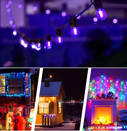 Miniatura 4 de Paquete de 15 bombillas LED S14 moradas de repuesto para luces de Halloween para exteriores, 1 W, bombilla de filamento LED Edison vintage, base