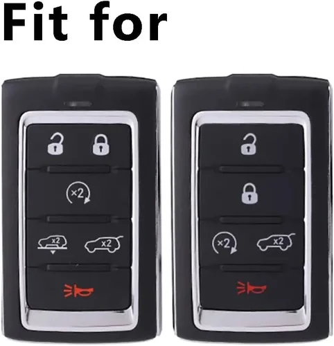 Miniatura 2 de ontto Llavero de cuero para automóvil de 6 botones con protector completo Keychian, funda para llaves para Jeep Wagoneer Grand Wagoneer Grand Negro