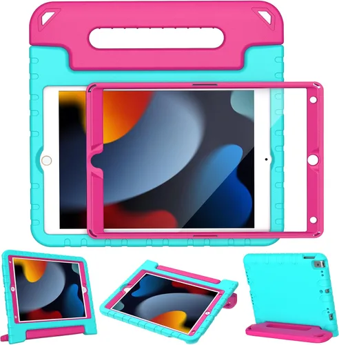 Miniatura 13 de LTROP Funda infantil para iPad de 9ª/8ª/7ª generación (2021/2020/2019), iPad 10.2 con protector de pantalla integrado, funda para niños con soporte