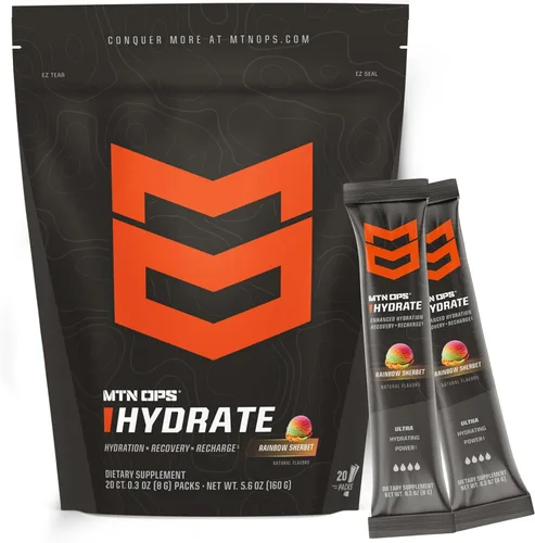 Miniatura 11 de MTN OPS Hydrate Electrolytes - Mezcla de bebida en polvo, 20 paquetes de electrolitos individuales para llevar con más de 1000 mg de electrolitos