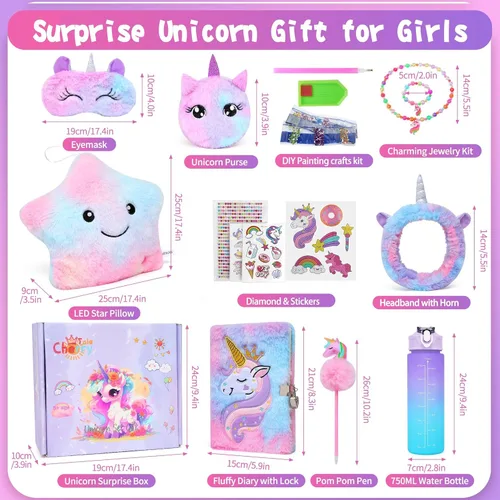 Miniatura 2 de Cherry Tale Juguetes de Unicornio Regalos para Niñas de 4-6 7 8 9 10 Años, Set de Regalos de Cumpleaños para Niñas con Almohada de Estrella con Luz