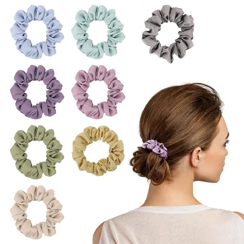 Scrunchies para mujeres, scrunchies de seda satinada, ligas elásticas fortalecedoras para el cabello, sujetadores de cola de caballo adecuados para