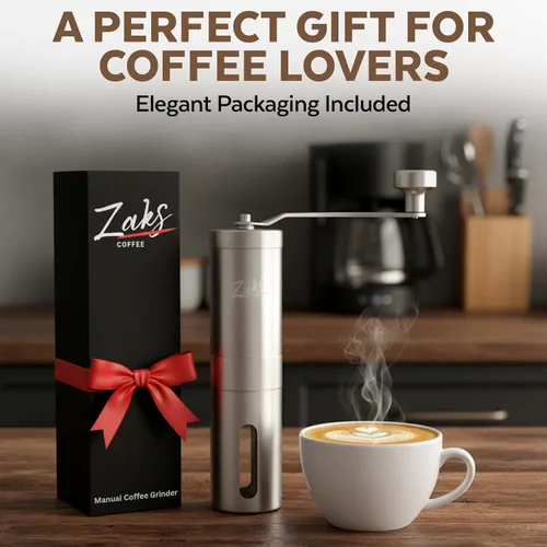 Miniatura 5 de ZaksCoffee - Molinillo de café manual con núcleo de acero inoxidable, molinillo de café de mano con 11 ajustes ajustables, mango y perilla