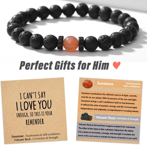 Miniatura 13 de Regalos navideños para adolescentes, hombres, fuerza/confianza, pulseras de piedras preciosas hechas a mano con tarjeta significativa