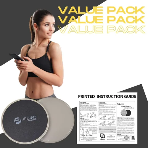 Miniatura 4 de Limm Deslizadores de núcleo para entrenar – Deslizadores de ejercicio fitness, estabilidad, abdominales, piernas y cuerpo completo (juego de 2)