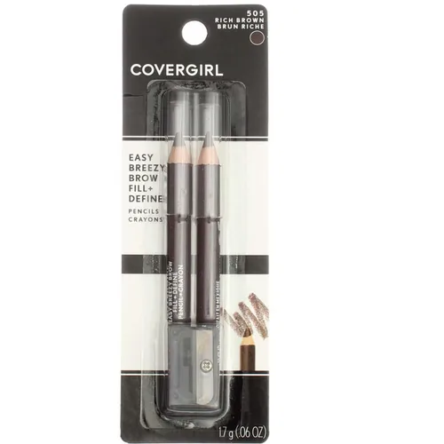 CoverGirl Easy Breezy Brow, Fill+Define Lápices [505] Marrón intenso 2 unidades (paquete de 3)