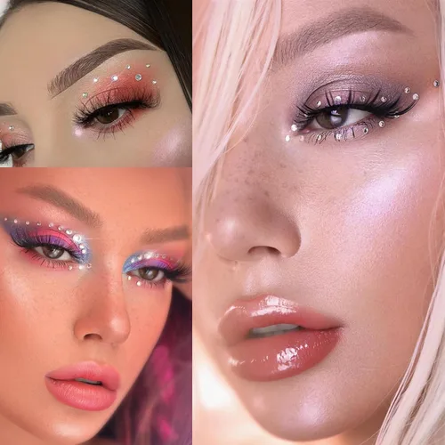 Miniatura 5 de NOOEPC Gemas faciales para el cabello, joyas autoadhesivas para la cara, joyas para los ojos, diamantes de imitación para la cara, gemas