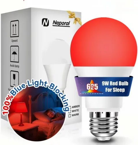 Miniatura 16 de Neporal Bombillas de Luz Roja de 625nm 3W para Dormir, Bombillas de Bloqueo 100% de Luz Azul para Promover la Melatonina, Bombilla LED A19