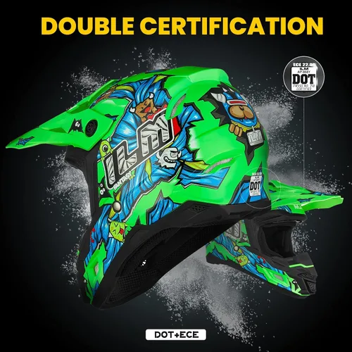 Miniatura 2 de ILM DOT&ECE Casco ATV para Jóvenes Casco de Dirt Bike para Niños Casco Infantil Motocross Dirtbike BMX MX Todoterreno Deporte Dual Cara Completa