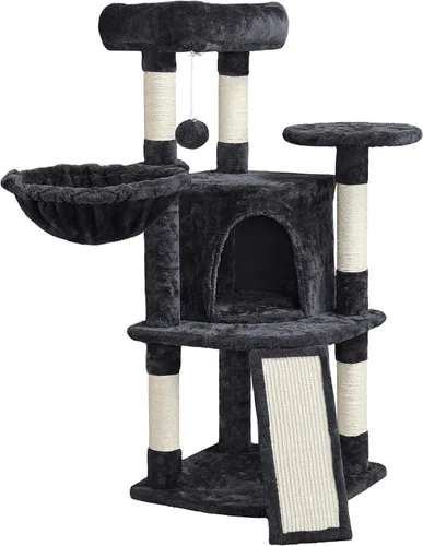 Miniatura 13 de Topeakmart Árbol para gatos, muebles para gatos de varios niveles de 42 pulgadas con perca, postes rascadores, hamaca y condominio, gris oscuro
