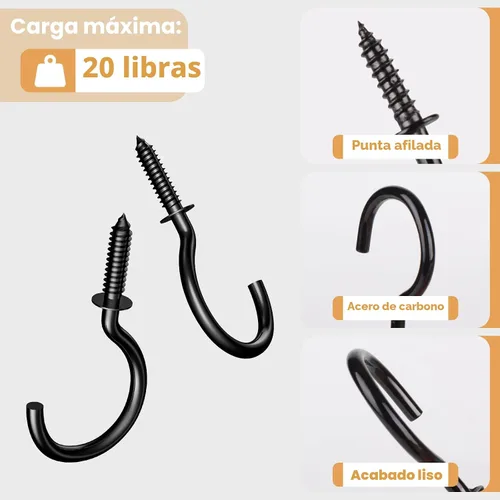 Miniatura 5 de RELBRO Ganchos de tornillo, ganchos de copa de metal para atornillar de 1-1/4 pulgadas, negro, 50 piezas