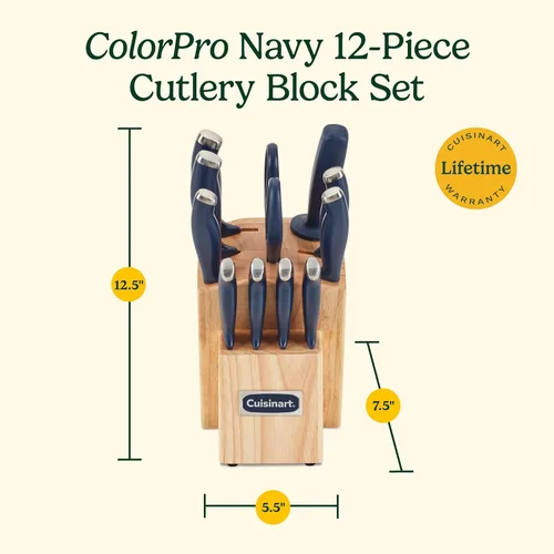 Miniatura 6 de Cuisinart C77SSN-12P Color Pro Collection - Juego de bloques de cuchillos de 12 piezas, color azul marino