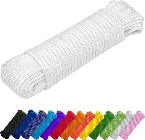 Miniatura 10 de TECEUM Cuerda – 90 pies x 1/4 pulgada (7mm) – Verde Ejército – Cuerda Utilitaria Versátil y Resistente – Acampada, Artesanía, Asta de Bandera