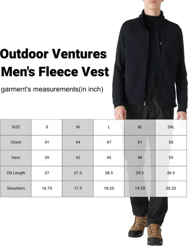 Miniatura 5 de Outdoor Ventures - Chaleco de forro polar ligero con cremallera completa para hombre, con 5 bolsillos, cálido invierno, sin mangas, chaqueta informal