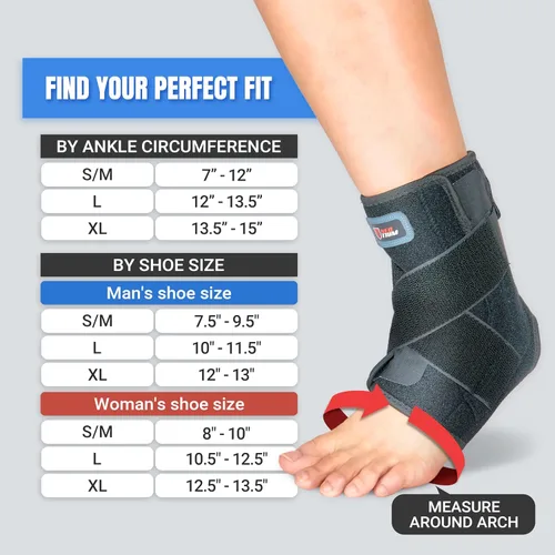 Miniatura 6 de NeoTium - Tobillera para mujeres y hombres con paquete caliente y frío, envoltura de compresión ajustable para esguince de tobillo, tendinitis
