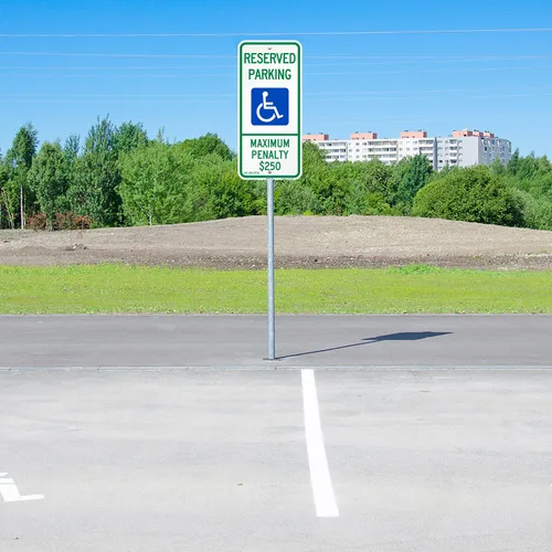 Miniatura 2 de SmartSign - Letrero de estacionamiento reservado para discapacitados - Penalización máxima de $250 pulgadas 12 x 26 pulgadas, aluminio reflectante