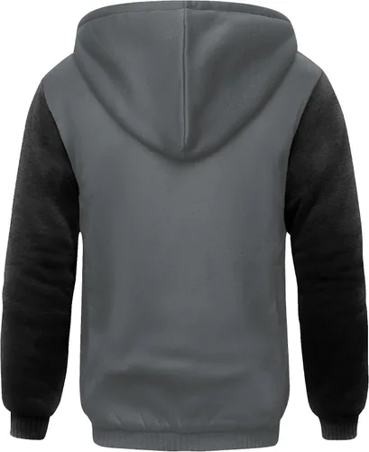 Miniatura 34 de SCODI Sudaderas con capucha para hombre, forro polar pesado, cremallera completa, forro de sherpa grueso, chaqueta con capucha