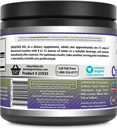 Miniatura 3 de Amazing Formulas - Suplemento en polvo de monohidrato de creatina micronizada 5000 mg por porción Suplemento ideal antes y después