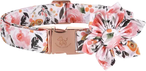 Miniatura 32 de Elegant little tail - Collar rosa para perras con flor, collar ajustable para mascotas con regalo de flores, collares para perros medianos