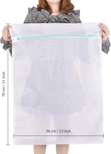 Miniatura 7 de OTraki Bolsa de malla para ropa delicada, paquete de 2 bolsas de lavado de ropa de 24 x 32 pulgadas, con cremallera, grandes bolsas de lavadora