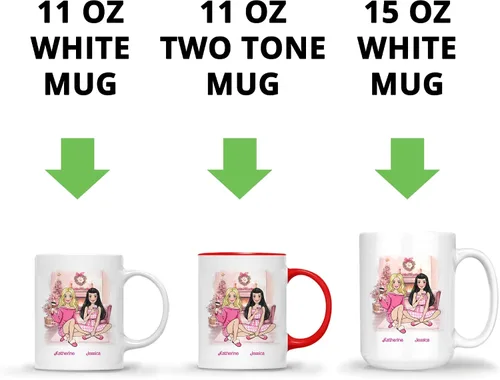 Miniatura 6 de Gossby Taza de café de Navidad personalizada para amigas, regalo de amistad de Navidad personalizado para 2 mejores amigos con diseño, nombre, taza