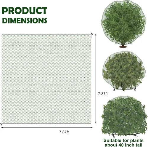 Miniatura 2 de codree 2 Piezas Red Anti-Ciervos para Arbustos - 7.8 x 7.8 Pies Cubierta de Red para Plantas Anti-Ciervos - Red de Malla Reutilizable para Plantas