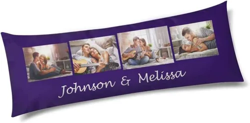 Miniatura 12 de InterestPrint Funda de almohada corporal personalizada de 21 x 60 pulgadas, con nombre de imagen, imagen, texto, funda de almohada corporal para N.º