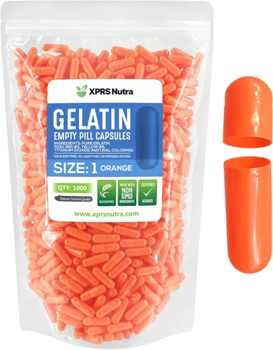 Miniatura 28 de XPRS Nutra Cápsulas vacías de tamaño 1 – 500 cápsulas vacías de gelatina – Pastillas de relleno de cápsulas de bricolaje – Cápsulas de gel de Oro