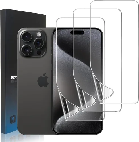 Miniatura 22 de Paquete de 3 protectores de pantalla de película de hidrogel para iPhone 16 Pro Max, protector de pantalla transparente de TPU suave para iPhone 16